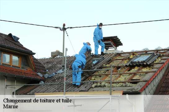 Changement de toiture et tuile Marne 